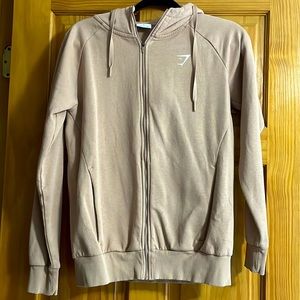 Tan Gymshark Zip Up Hoodie (size small)